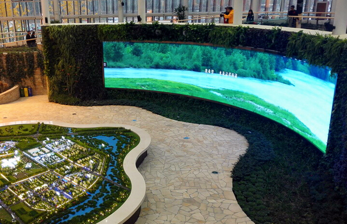 售楼部墙上P3超清LED全彩显示屏价格_电子电