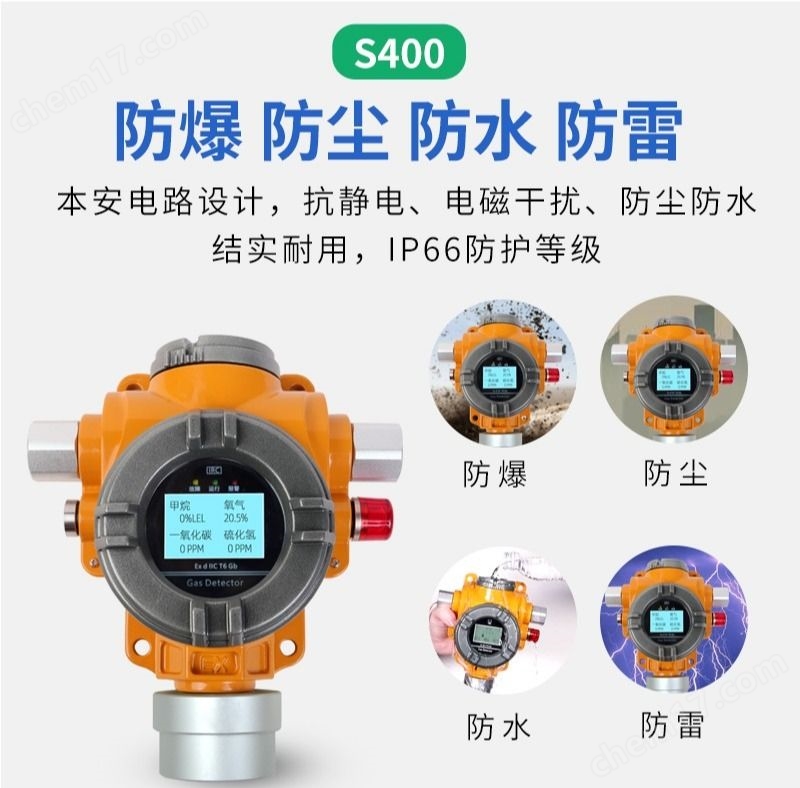 中安探測GT-S400四合一可燃氧氣一氧化碳硫化氫氣體檢測報警儀器